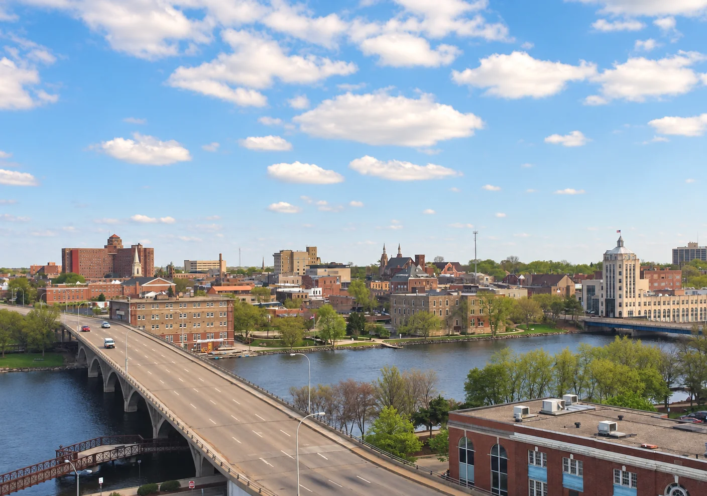 Overview of eastern downtown Rockford, Illinois